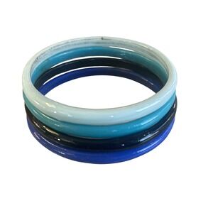 Bangle Bracelet Set 4pc Skinny Stacking Acrylic Lightweight Glossy Finish